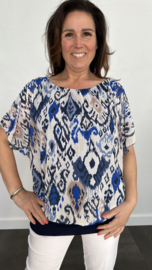 Blouse met boord aztec marine