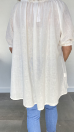 Lange blouse/ tuniek met pofmouw romy ecru