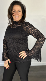 Kanten top Jill zwart  SALE