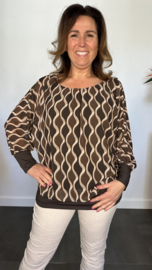 Blouse met boord wavy bruin