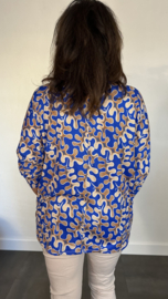 Shirt Debby fantasy met vleermuismouw kobalt