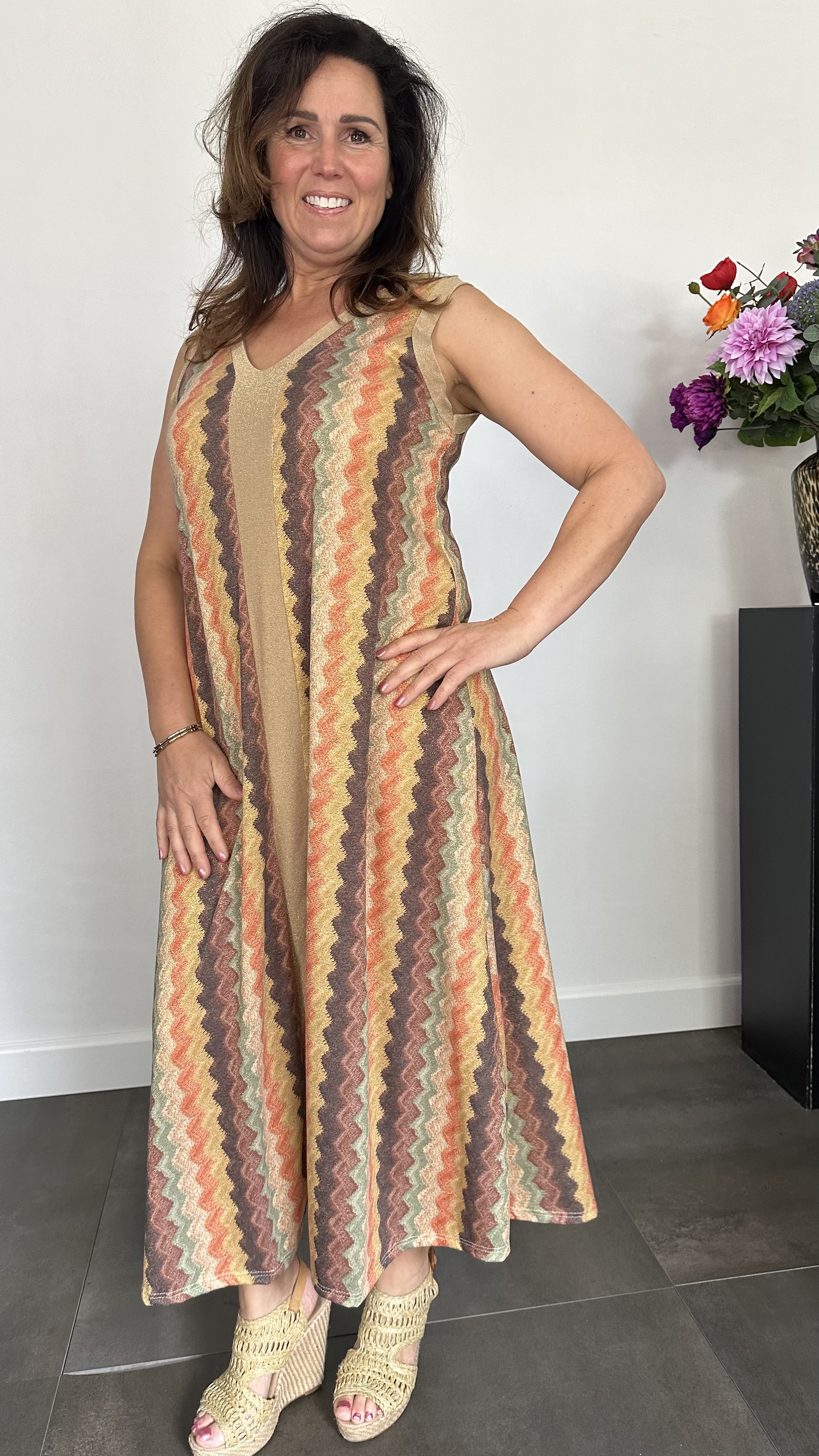 Jurk Vianna oranje /bruin