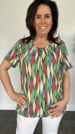 Ballon shirt met elastiek elips groen (+size)