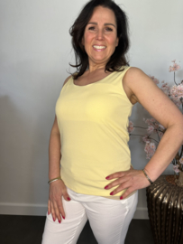 Hemd met brede schouderband ribbel Geel