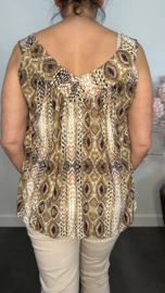 Ballon top met V-hals Python camel