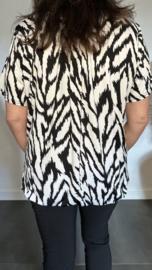 Ballon shirt met elastiek Scratched zebra zwart