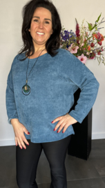 Baby rib sweater met ketting jeans blauw