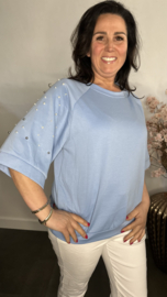 Sweatshirt parels IJsblauw