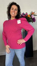 Fijn gebreide trui Julia met pofmouw Fuchsia