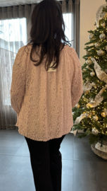 Kanten top met pailletten Roze