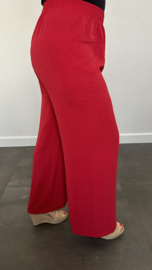 Flared crepe broek met GESP rood