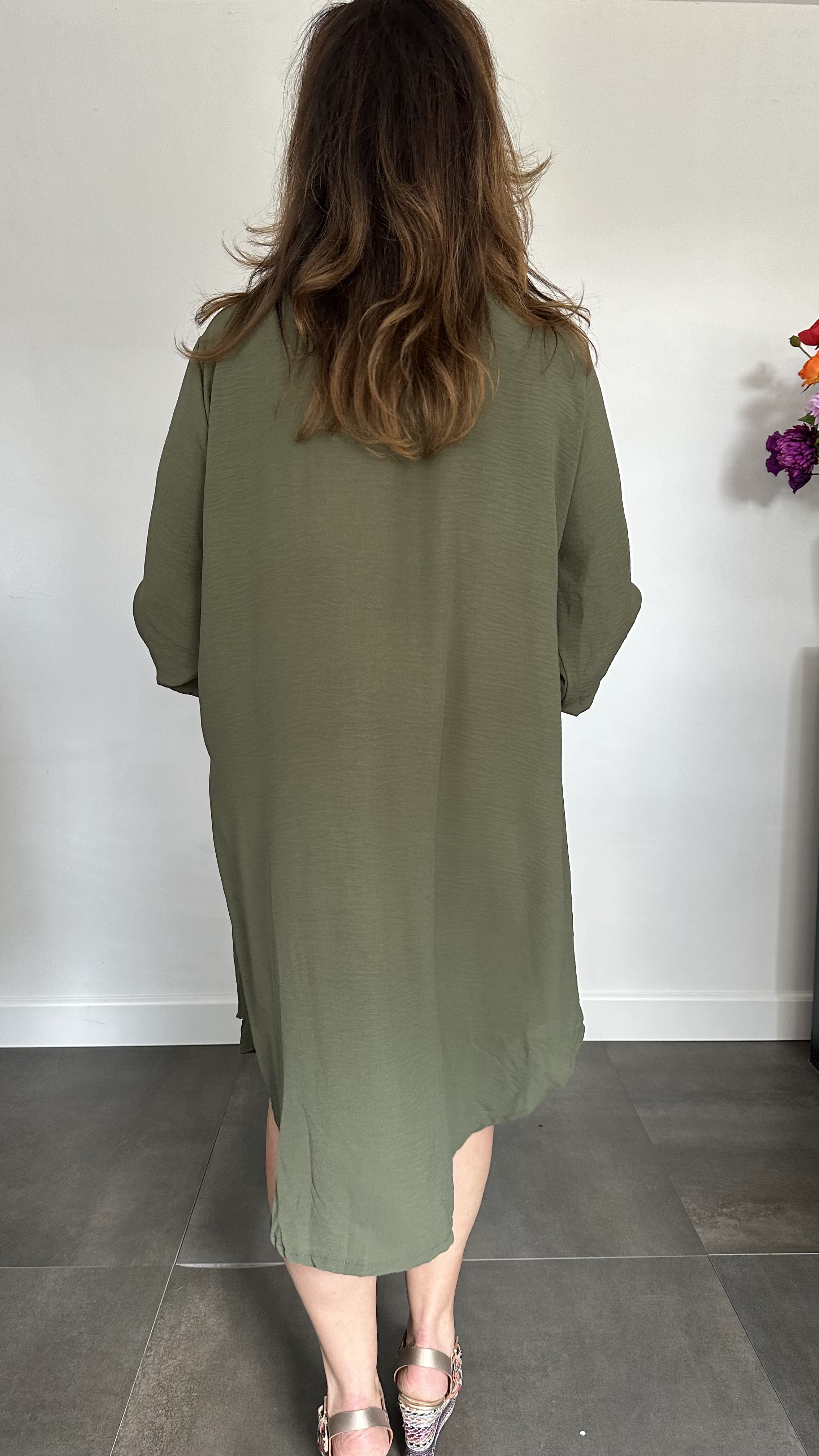 Blouse/ jurk crepe army