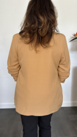 Blazer Marjan met gesmokte mouw donker camel