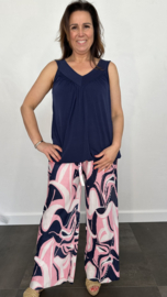 Plissé broek met wijde pijp FANTASIA marine SALE