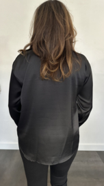 Blouse Roxy satijn look zwart SALE