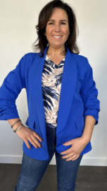 Blazer Marjan met gesmokte mouw kobalt