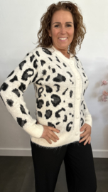 Gebreid vest Panter Ecru