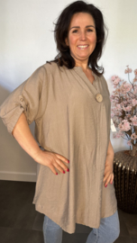 Blouse Linda linnenlook Taupe