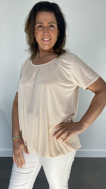 Ballon shirt travel met elastiek beige/zand