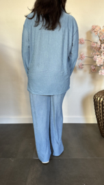 2-Delig comfy pak Sunny ribbel Jeans blauw SALE