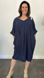 Jurk Camila met v-hals +SIZE marine