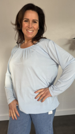 Ballon shirt travel met elastiek ijsblauw