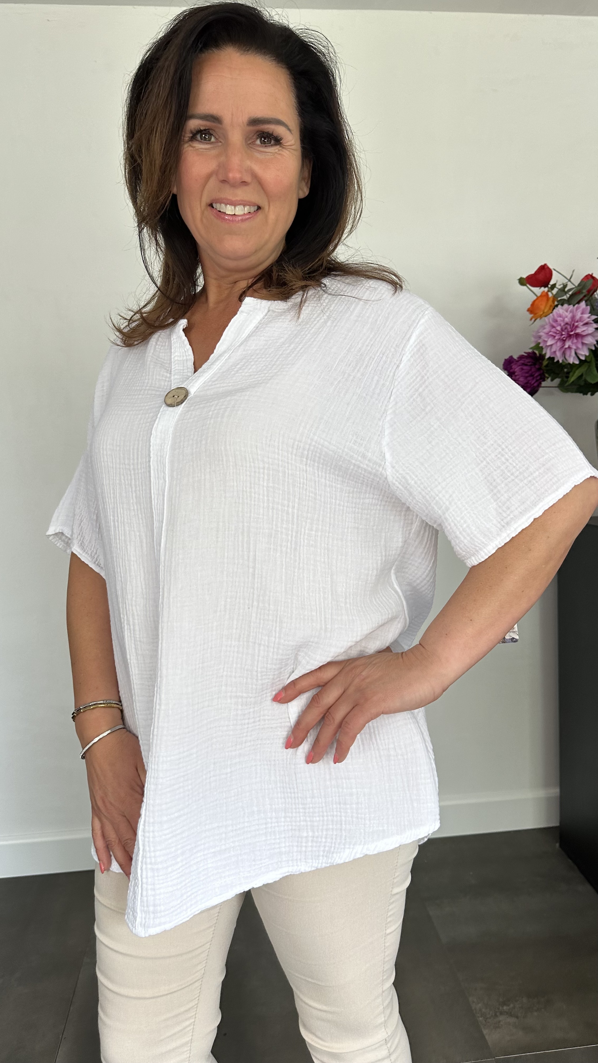 Shirt Vera met kant +SIZE wit