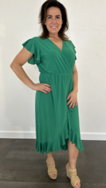 Stretch overslag jurk groen SALE