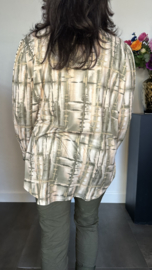 Soft shirt met v-hals en pofmouw Mila army