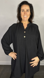 Tuniek met knoopjes crepe +SIZE zwart