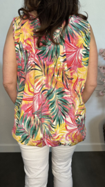 Ballon top Palm leaves fuchsia