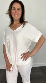 Top met gehaakt detail op de rug ecru