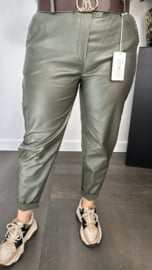 Lederlook broek met riem Army