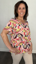 Ballon shirt met elastiek peacock ecru (+size)
