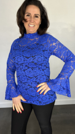 Kanten top Jill kobalt SALE