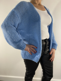 Kort grof gebreid vest ijsblauw
