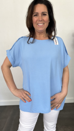 Shirt Lidya met knoopjes +Size ijsblauw
