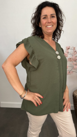 Shirt Britt met knopen en ruche Army