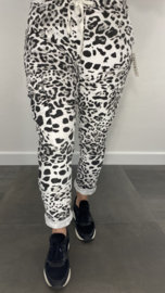 Cargo joggjeans panter zwart wit