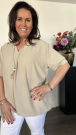 Top Maya korte mouw +SIZE beige/zand