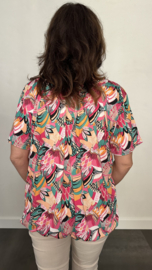 Ballon shirt met elastiek birdy pink (+size)