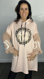 Trui met gebreide mouw LOVE +Size peach