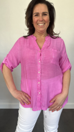 Blouse Alicia met pailletten en kant fuchsia