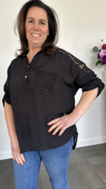 Blouse met kant Steffie zwart