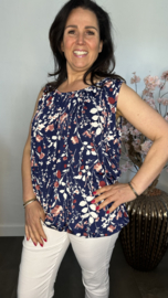 Ballon top Blossom marine/roze/ecru