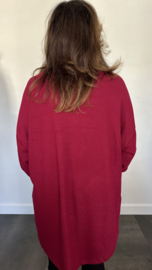 Shirt met zilver strass +SIZE bordeaux