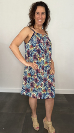 Jurkje met spaghettibandjes little palm blauw  +SIZE