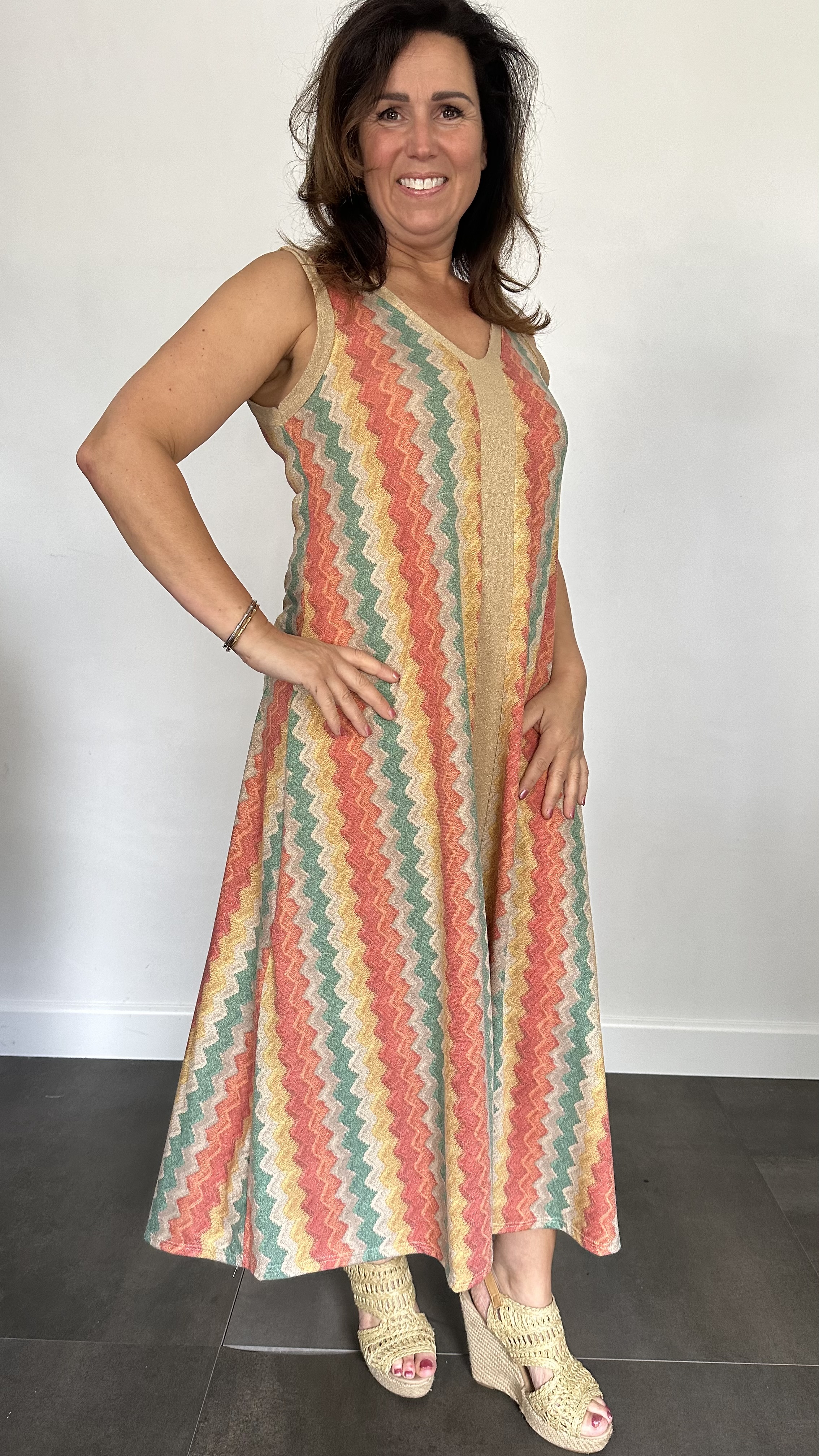 Jurk Vianna oranje /groen