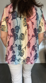 Ballon shirt met elastiek Coloured Roses
