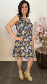 Jurkje met V-hals Graphic grijs/blauw